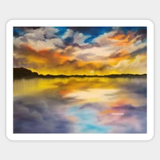 Dramatic Sky, Cloudy Sky, Beautiful Sunset, Waterscape, Skyscape, gorgeous sky, water and sky Sticker